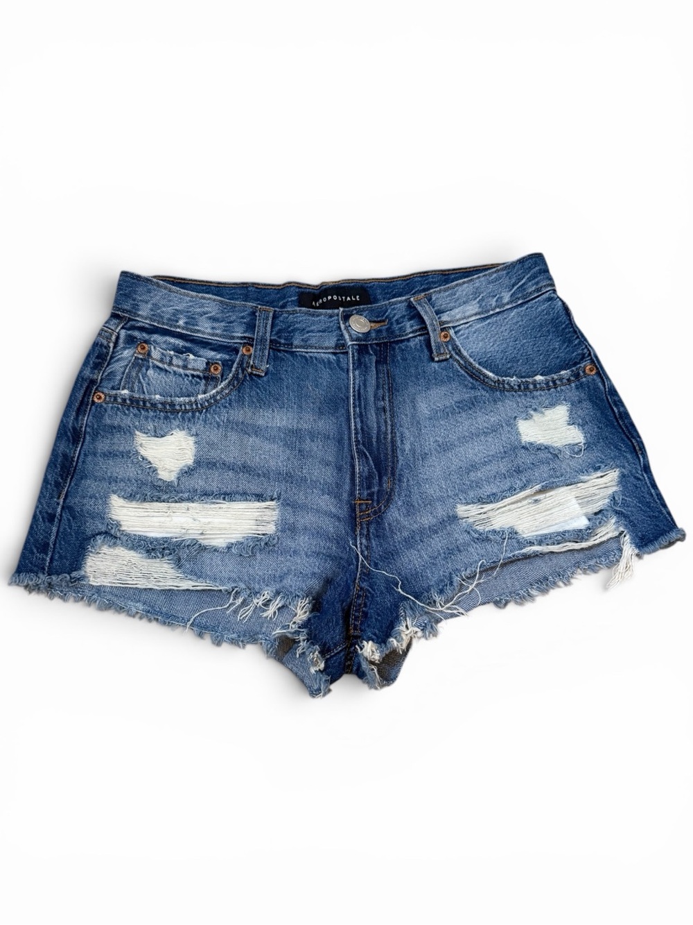 Aeropostale Blue Distressed Denim Cutoff Shorts